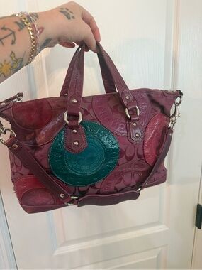Vintage Coach Ashley Pieced Patchwork Satchel w Strap Shoulder Bag Rare 15474